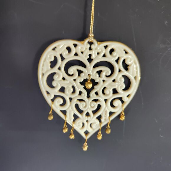 Lenox Mothers Heart Pierced Jeweled Christmas Ornament Hanging Crystals VTG Box - Picture 2 of 7